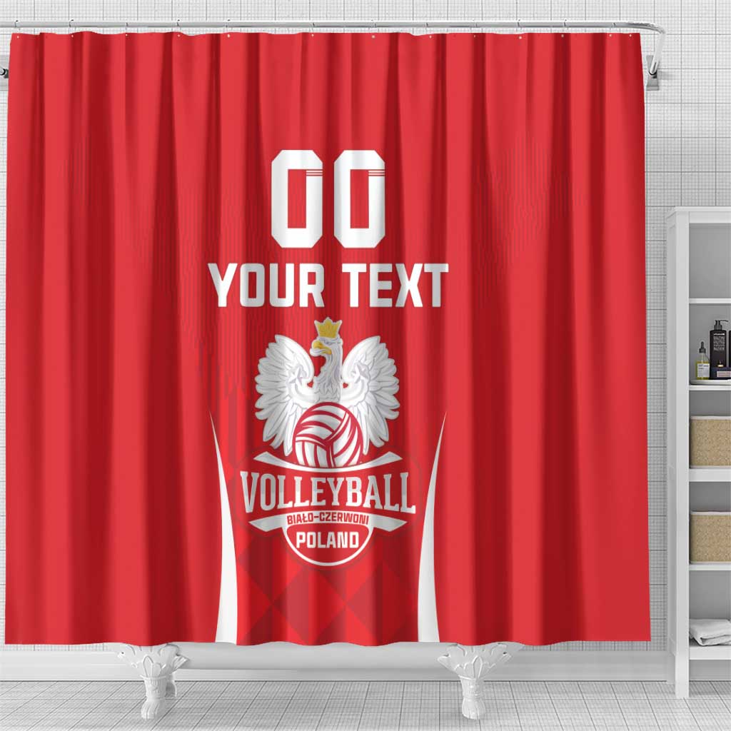 Custom Poland Volleyball Shower Curtain BialoCzerwoni Go Champions LT18