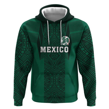 Custom Mexico Football Hoodie El Tricolor Go Champions Aztec Pattern LT18
