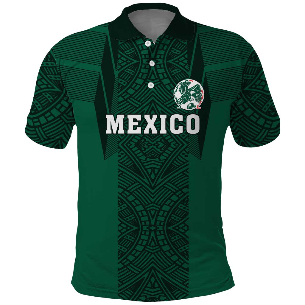 Custom Mexico Football Polo Shirt El Tricolor Go Champions Aztec Pattern LT18