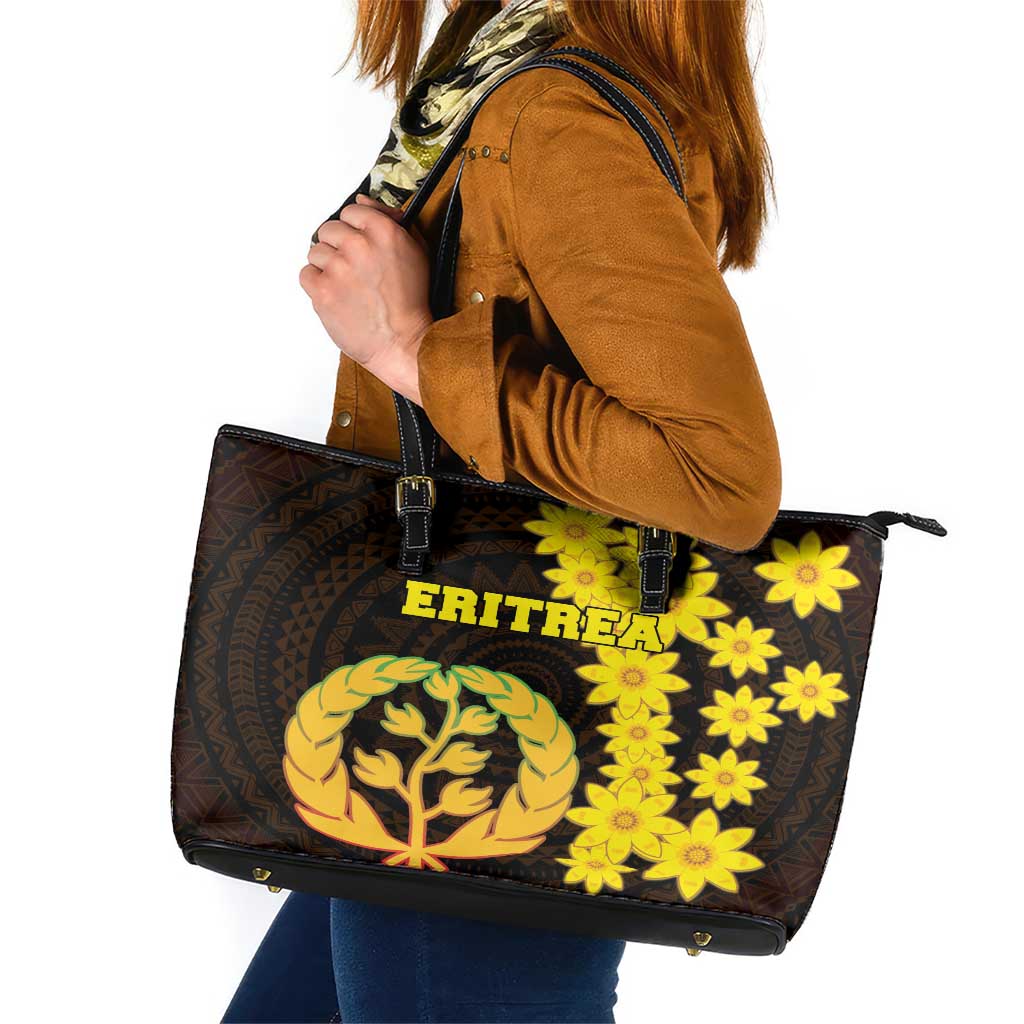 Enkutatash Eritrea New Year Leather Tote Bag With Coat Of Arms LT18