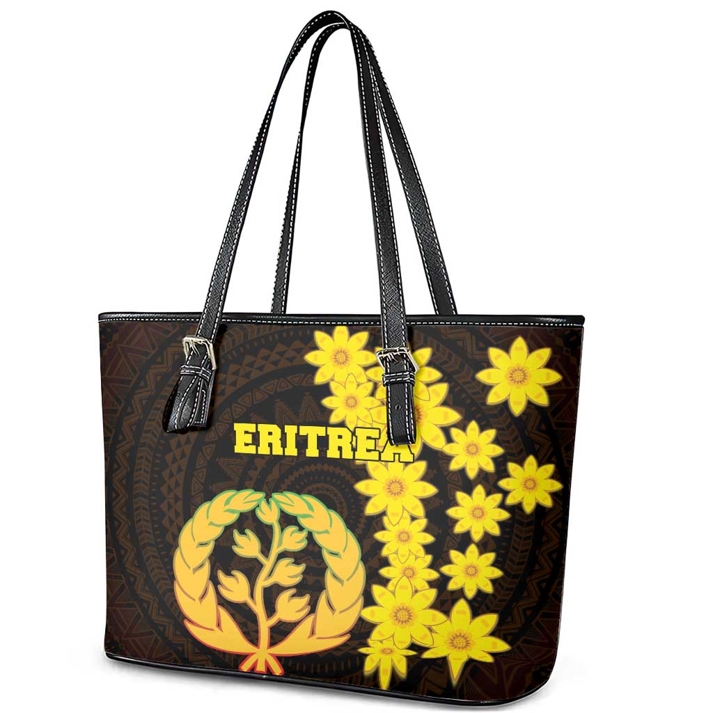 Enkutatash Eritrea New Year Leather Tote Bag With Coat Of Arms LT18