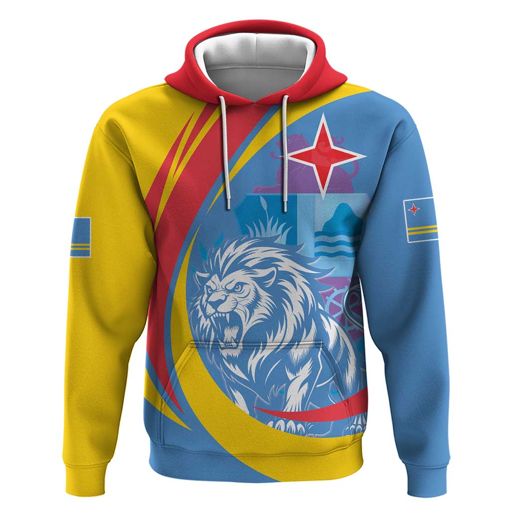 Aruba Lion Roaring Hoodie With Coat Of Arms LT18