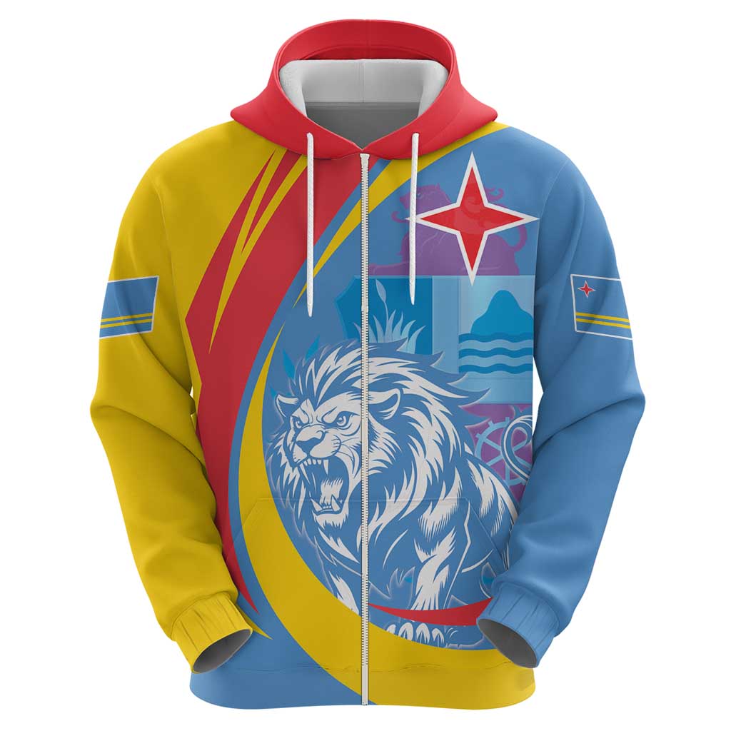 Aruba Lion Roaring Hoodie With Coat Of Arms LT18