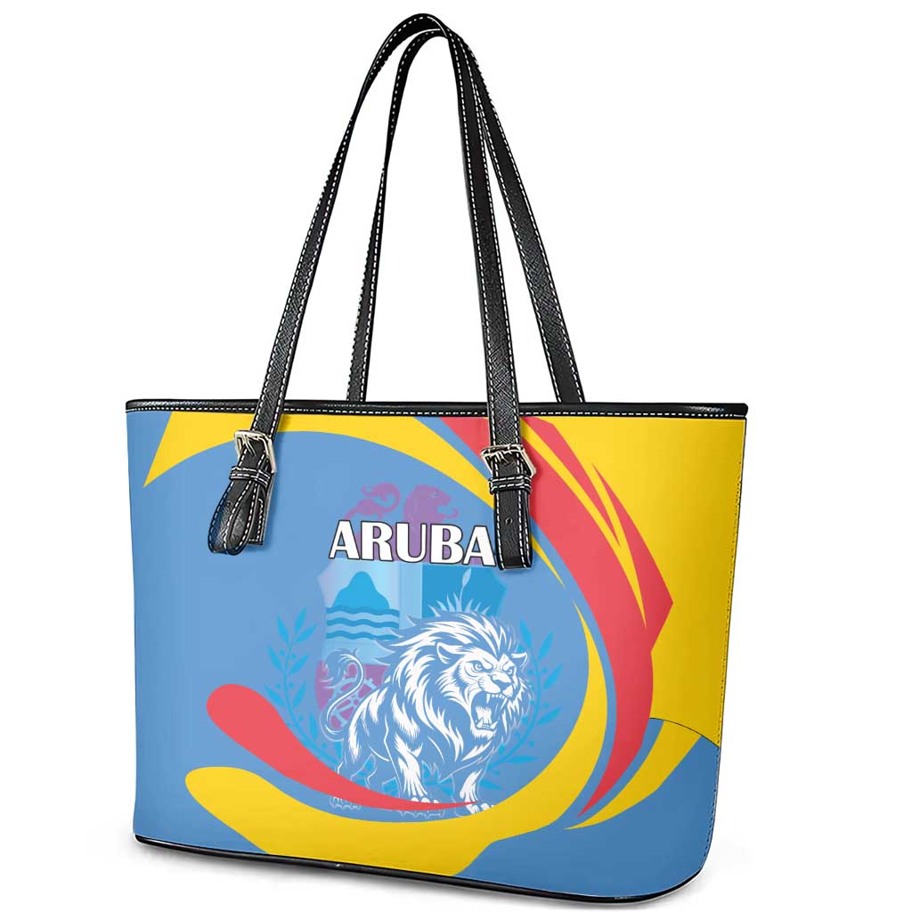 Aruba Lion Roaring Leather Tote Bag With Coat Of Arms LT18