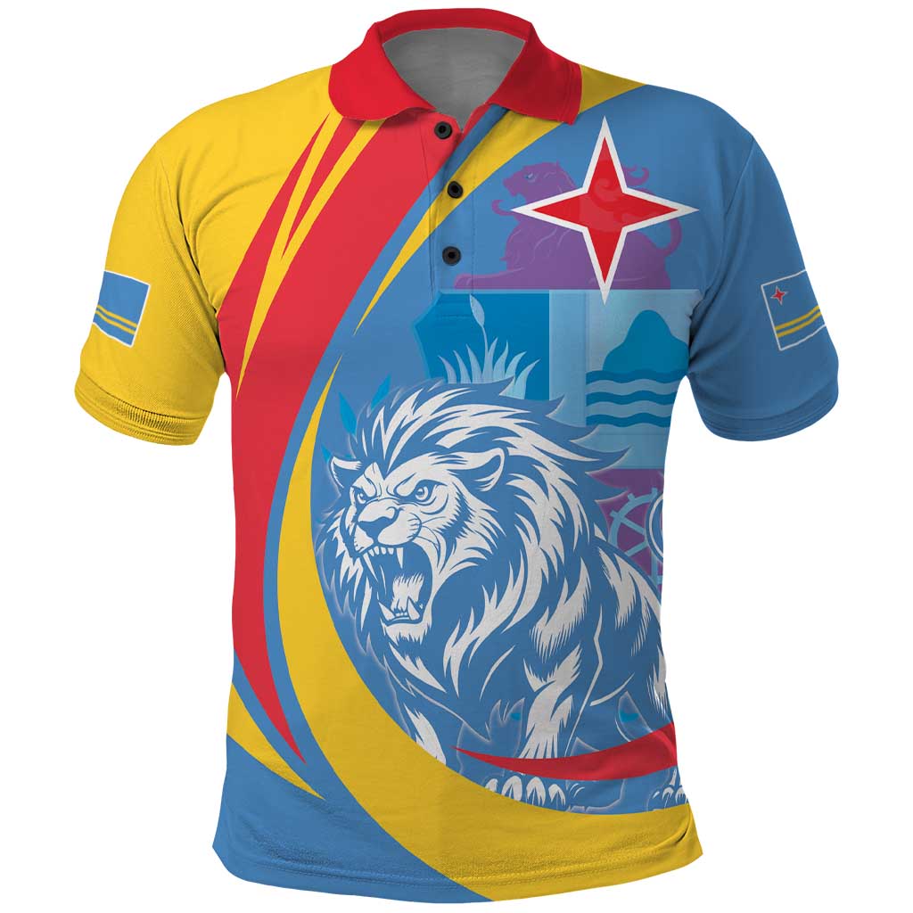 Aruba Lion Roaring Polo Shirt With Coat Of Arms LT18