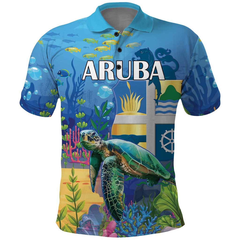 Aruba Sea Turtle Polo Shirt Underwater Landscape LT18