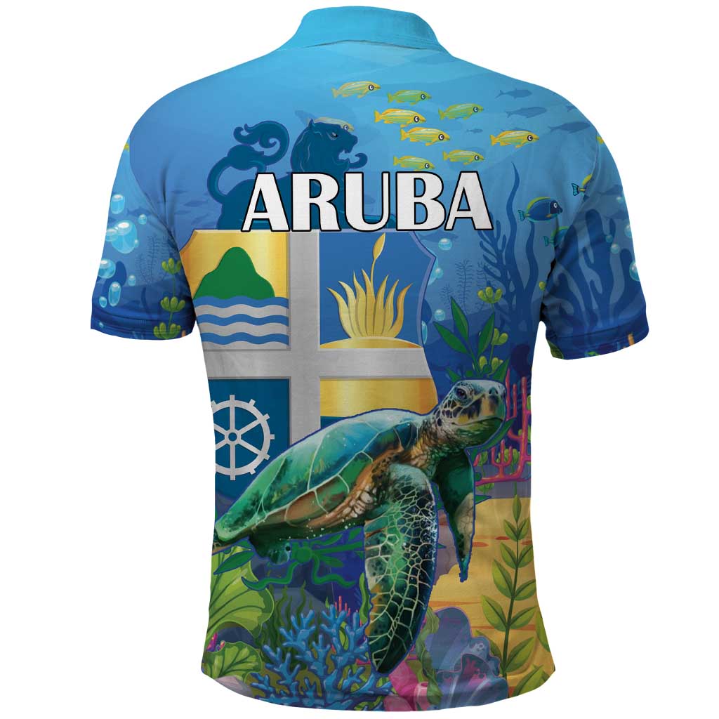 Aruba Sea Turtle Polo Shirt Underwater Landscape LT18