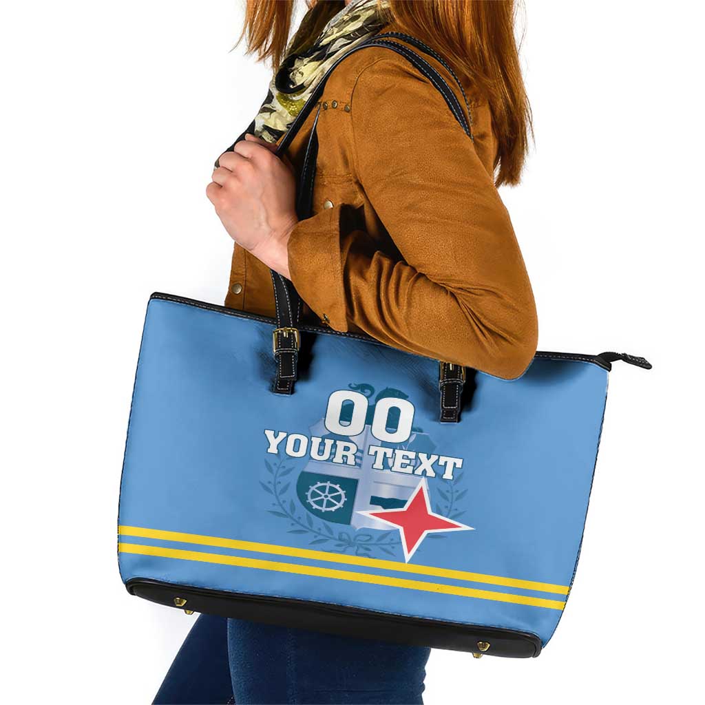 Custom Aruba Coat Of Arms Leather Tote Bag With Flag Style LT18