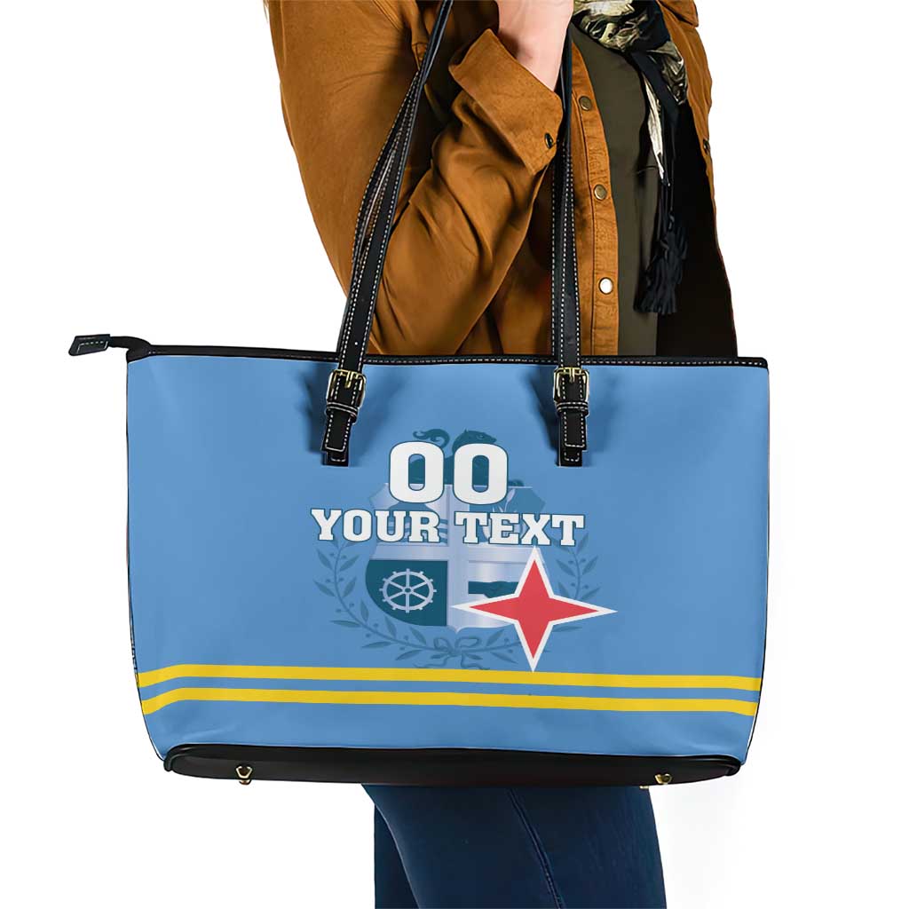 Custom Aruba Coat Of Arms Leather Tote Bag With Flag Style LT18