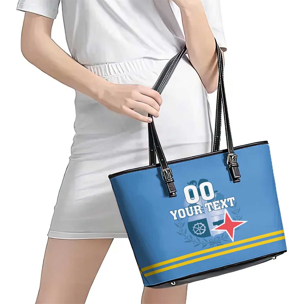 Custom Aruba Coat Of Arms Leather Tote Bag With Flag Style LT18