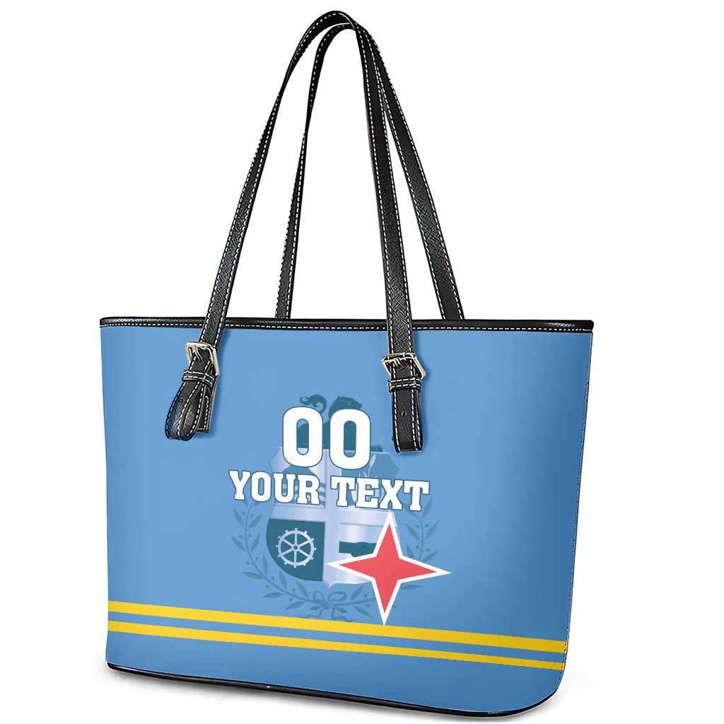 Custom Aruba Coat Of Arms Leather Tote Bag With Flag Style LT18
