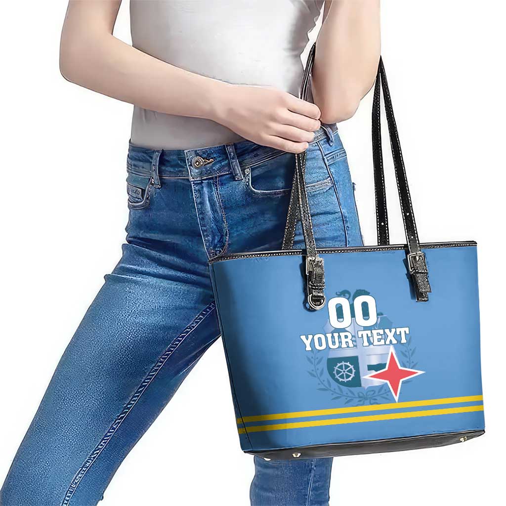 Custom Aruba Coat Of Arms Leather Tote Bag With Flag Style LT18