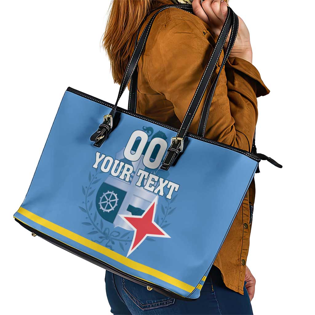 Custom Aruba Coat Of Arms Leather Tote Bag With Flag Style LT18
