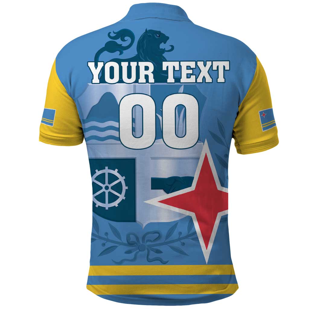 Custom Aruba Coat Of Arms Polo Shirt With Flag Style LT18