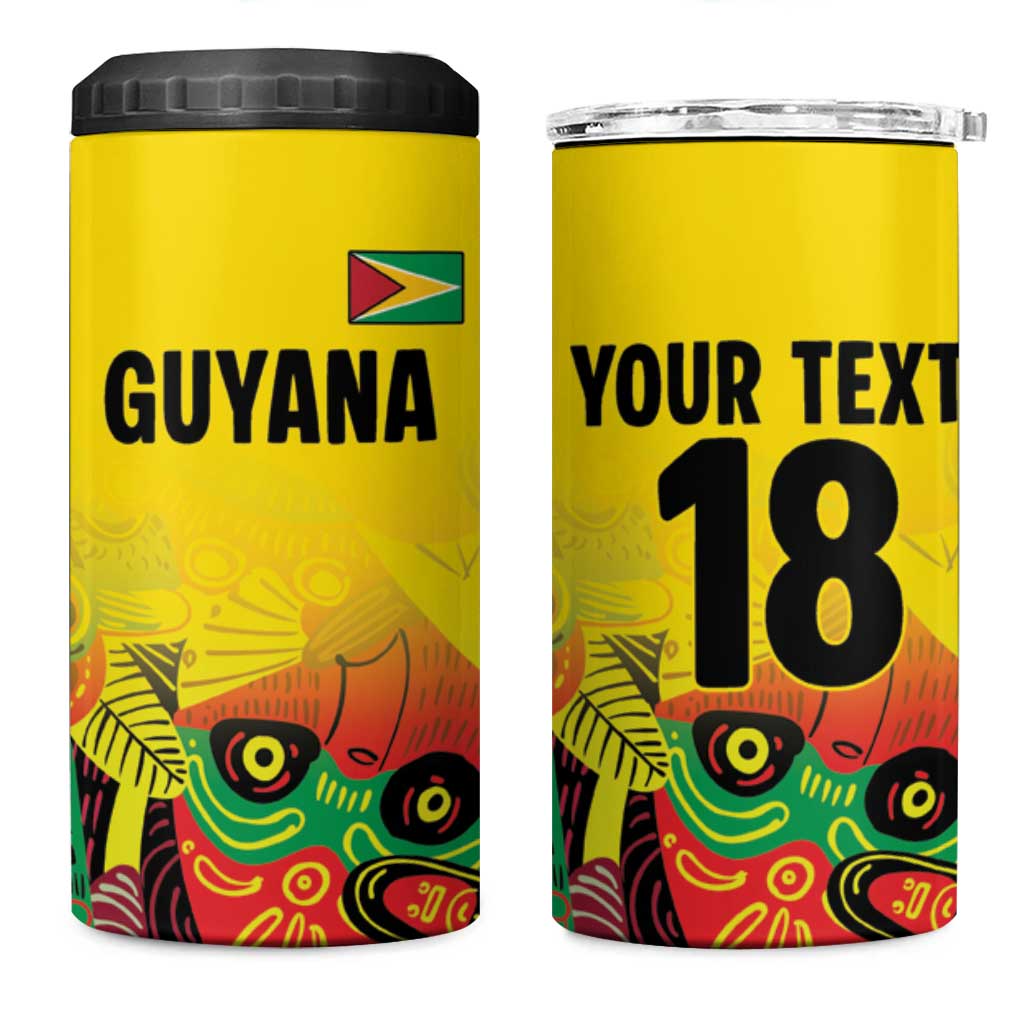 Custom Guyana Football Pride 4 in 1 Can Cooler Tumbler Golden Jaguars Go Champion - Yellow LT18