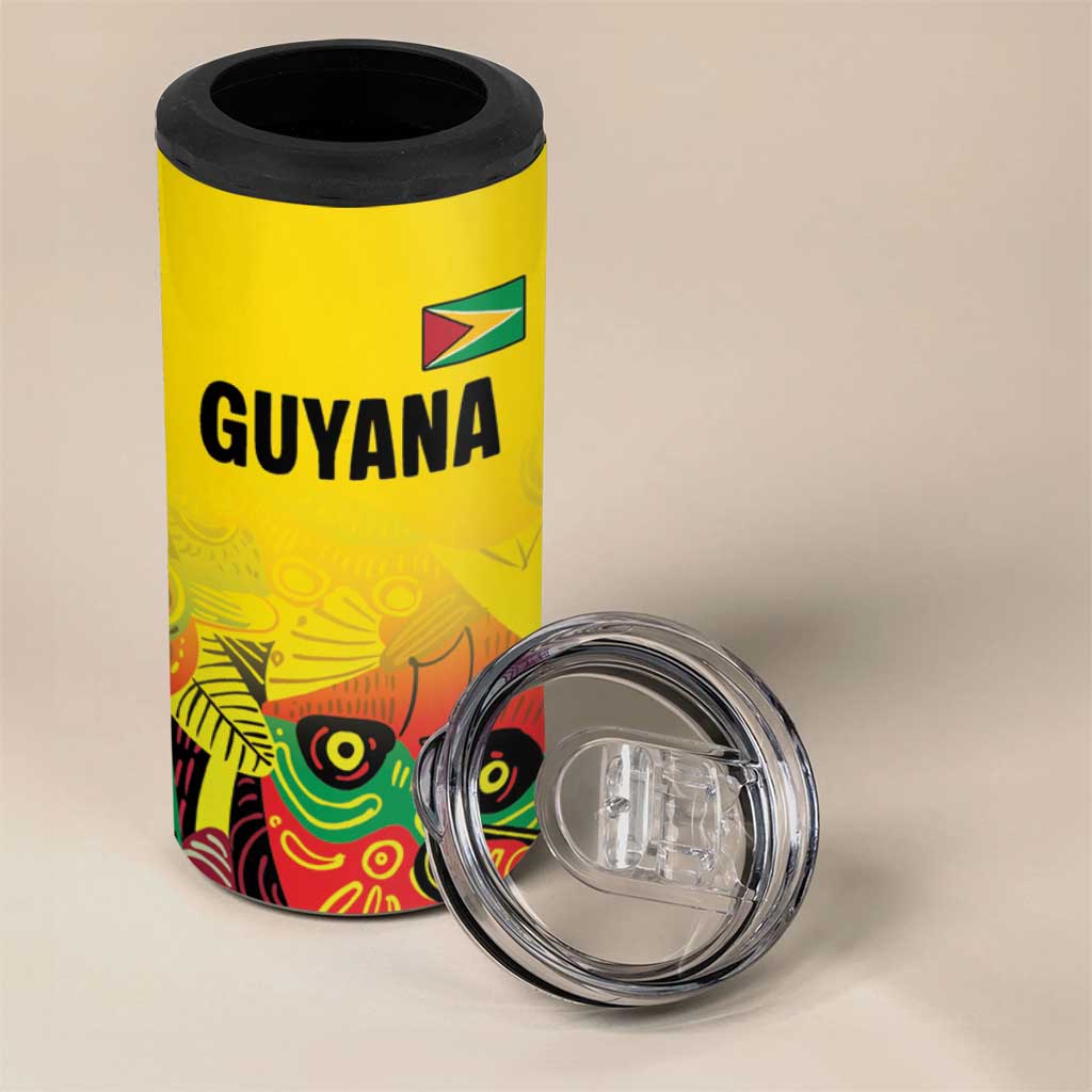 Custom Guyana Football Pride 4 in 1 Can Cooler Tumbler Golden Jaguars Go Champion - Yellow LT18
