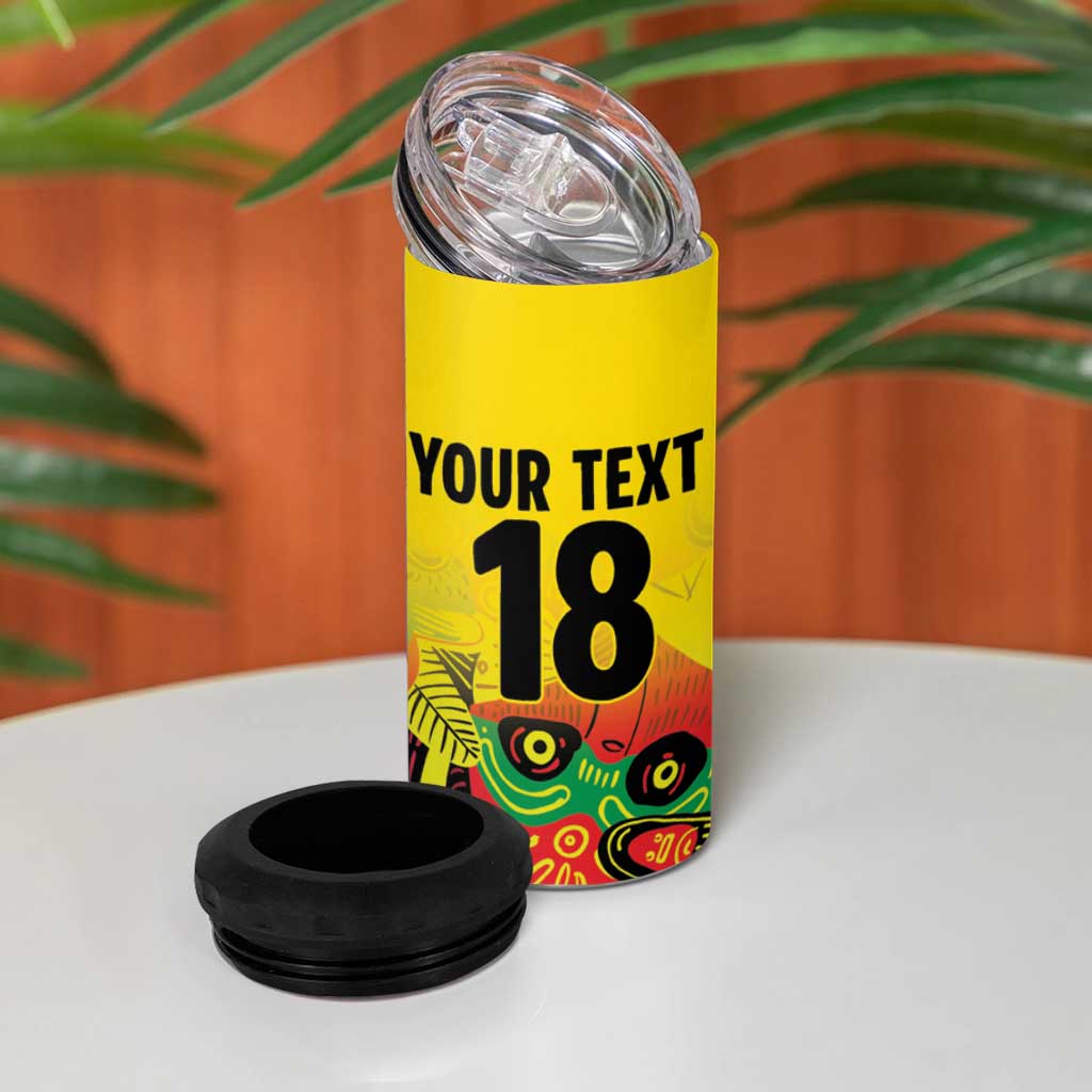 Custom Guyana Football Pride 4 in 1 Can Cooler Tumbler Golden Jaguars Go Champion - Yellow LT18