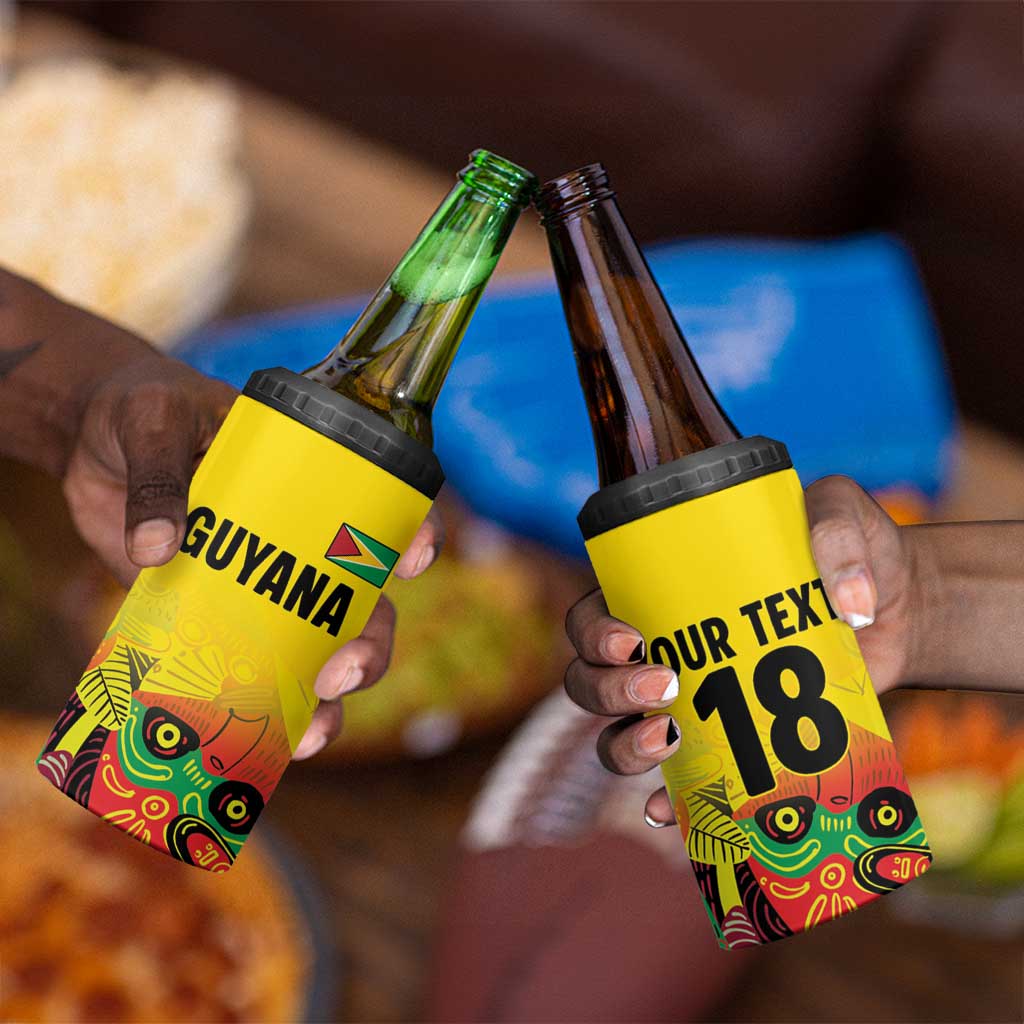 Custom Guyana Football Pride 4 in 1 Can Cooler Tumbler Golden Jaguars Go Champion - Yellow LT18