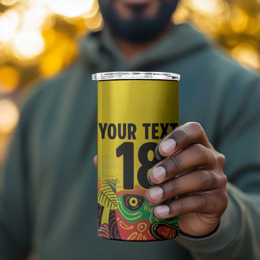 Custom Guyana Football Pride 4 in 1 Can Cooler Tumbler Golden Jaguars Go Champion - Yellow LT18