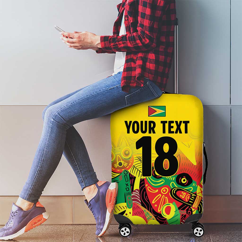 Custom Guyana Football Luggage Cover Golden Jaguars Spirit - Yellow LT18