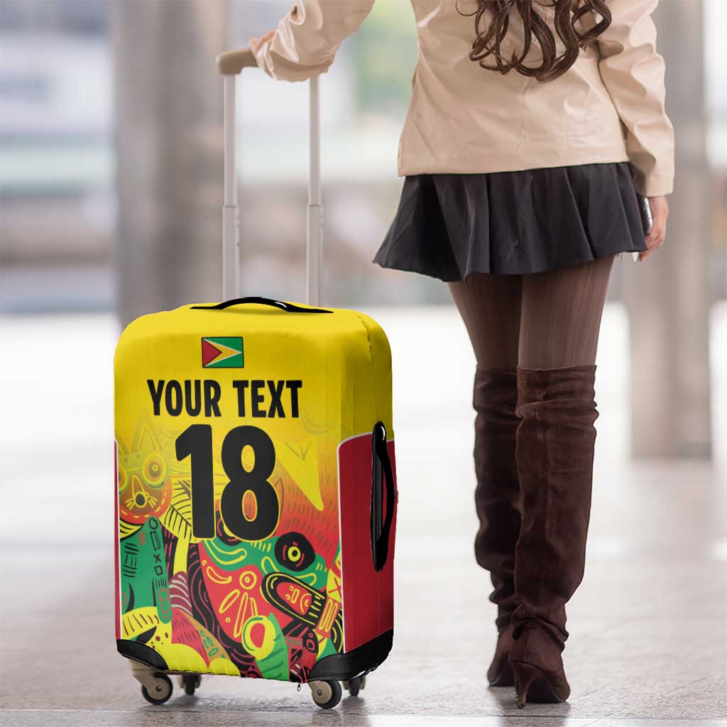 Custom Guyana Football Luggage Cover Golden Jaguars Spirit - Yellow LT18