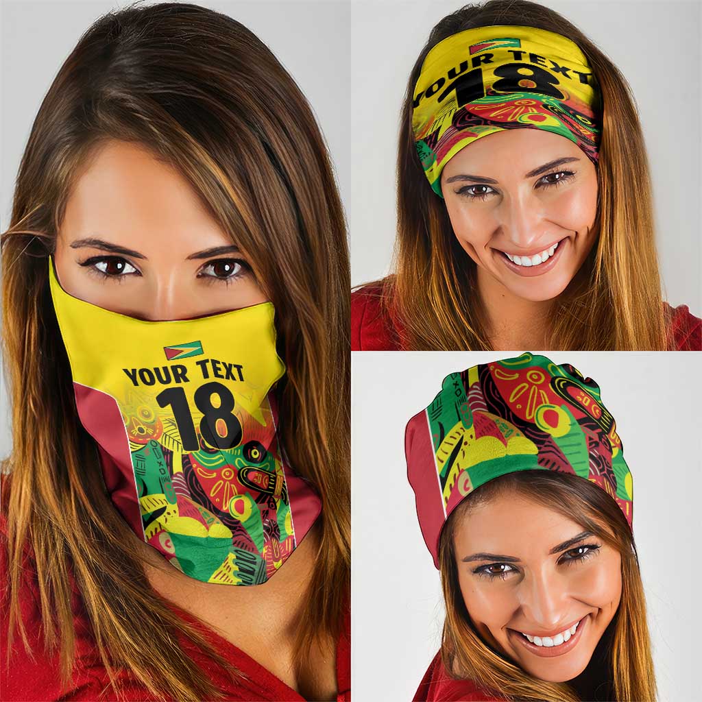Custom Guyana Football Neck Gaiter Golden Jaguars Spirit - Yellow LT18