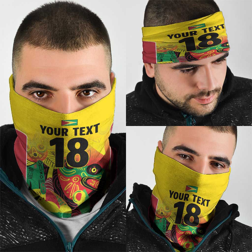 Custom Guyana Football Neck Gaiter Golden Jaguars Spirit - Yellow LT18