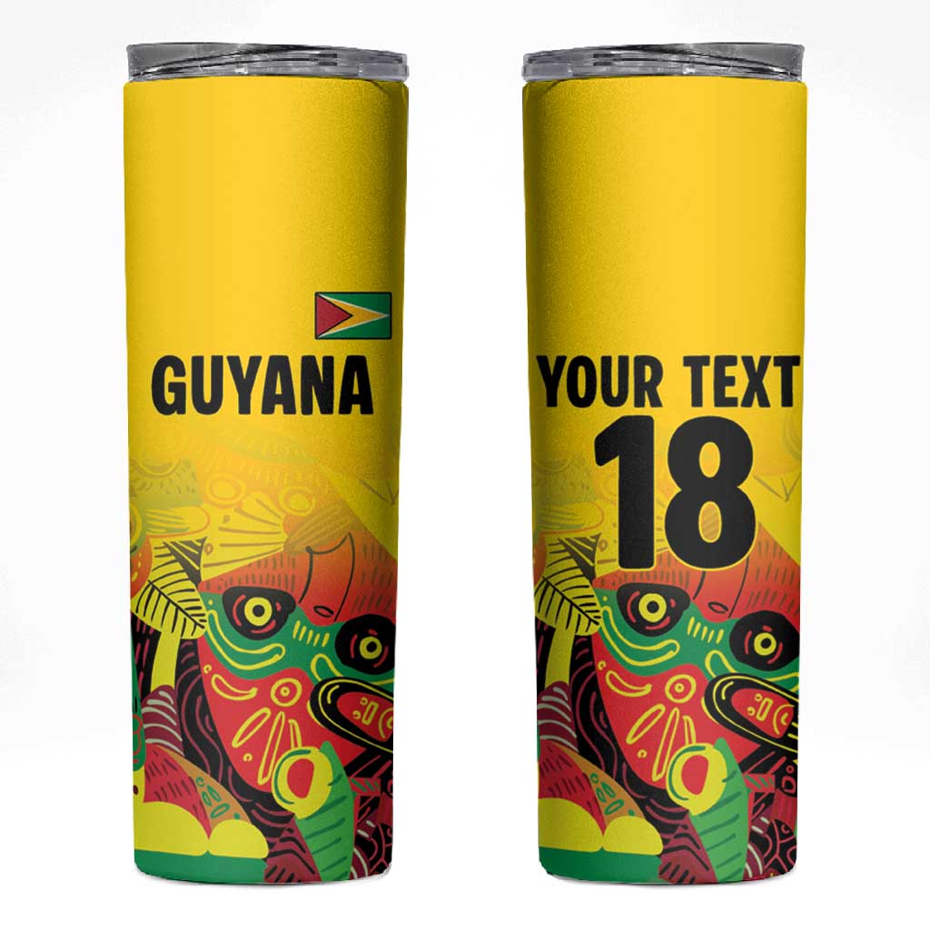 Custom Guyana Football Pride Skinny Tumbler Golden Jaguars Go Champion - Yellow LT18