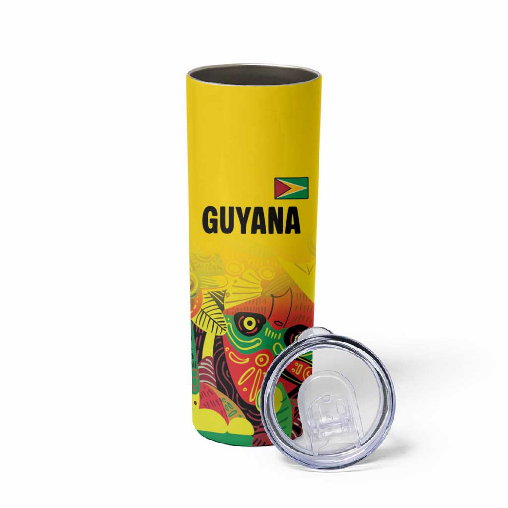 Custom Guyana Football Pride Skinny Tumbler Golden Jaguars Go Champion - Yellow LT18