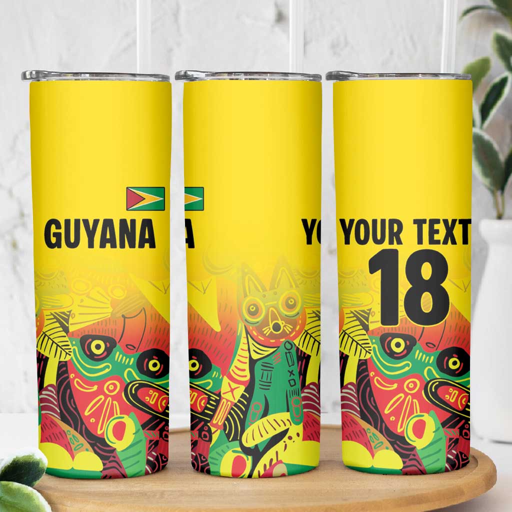 Custom Guyana Football Pride Skinny Tumbler Golden Jaguars Go Champion - Yellow LT18