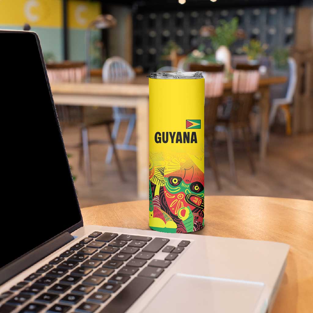 Custom Guyana Football Pride Skinny Tumbler Golden Jaguars Go Champion - Yellow LT18