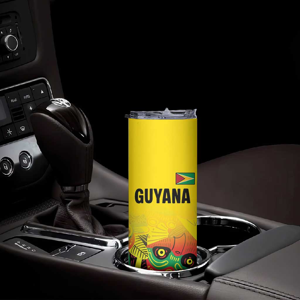 Custom Guyana Football Pride Skinny Tumbler Golden Jaguars Go Champion - Yellow LT18