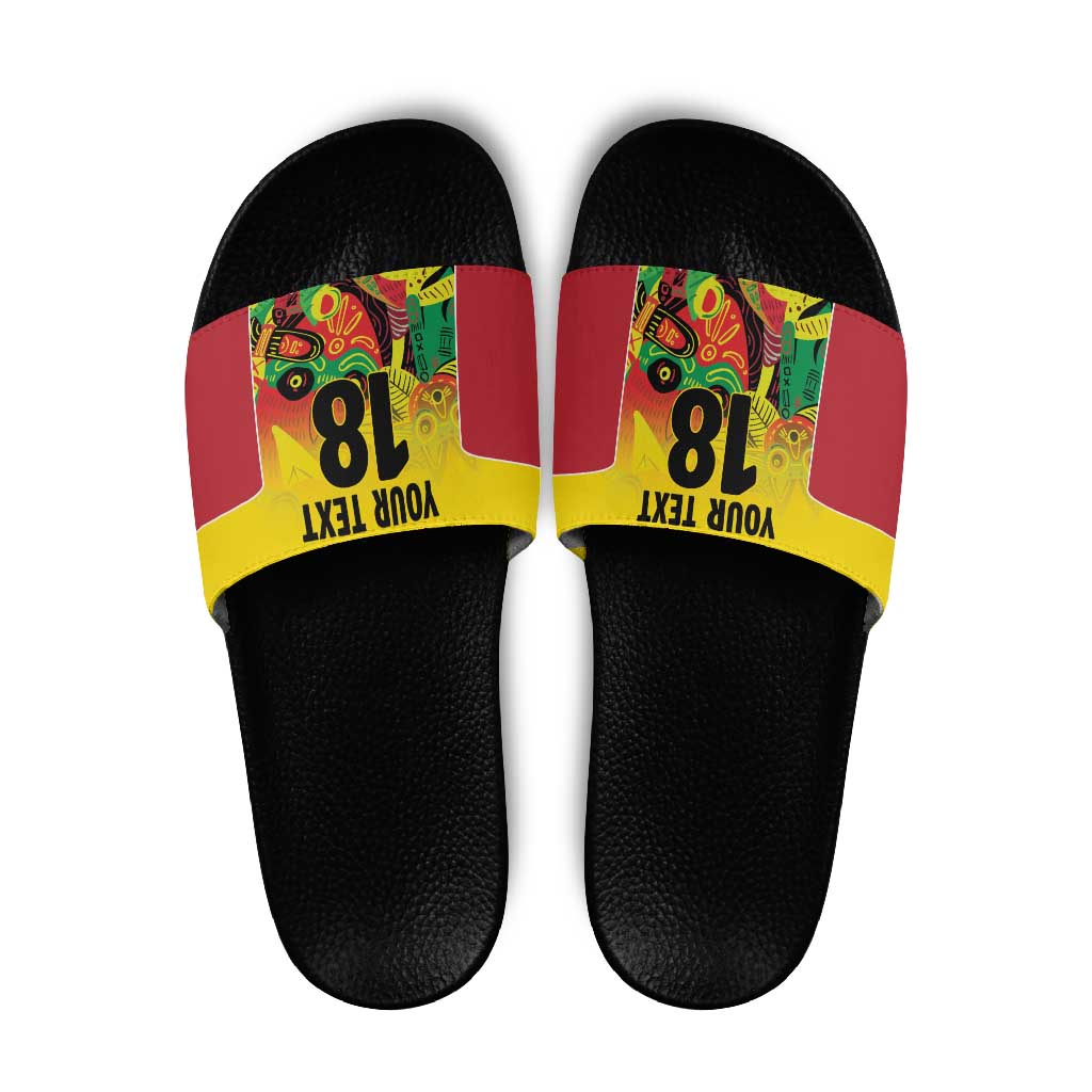 Custom Guyana Football Slide Sandals Golden Jaguars Spirit - Yellow LT18