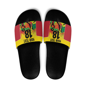 Custom Guyana Football Slide Sandals Golden Jaguars Spirit - Yellow LT18