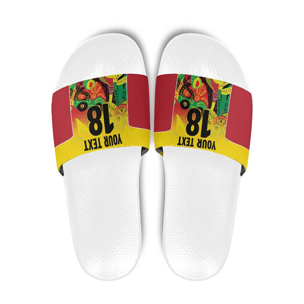 Custom Guyana Football Slide Sandals Golden Jaguars Spirit - Yellow LT18