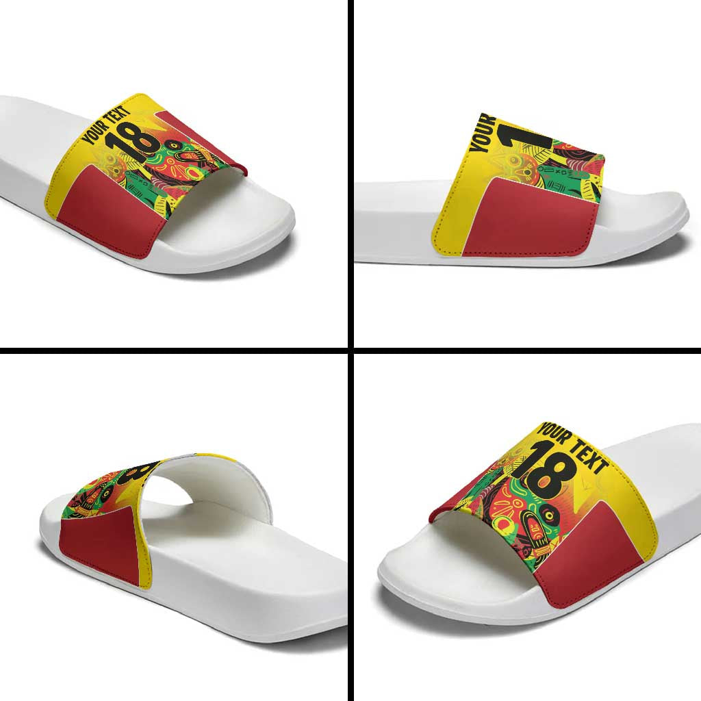 Custom Guyana Football Slide Sandals Golden Jaguars Spirit - Yellow LT18