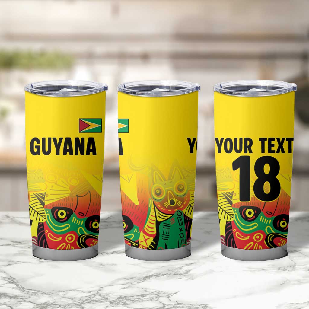 Custom Guyana Football Pride Tumbler Cup Golden Jaguars Go Champion - Yellow LT18