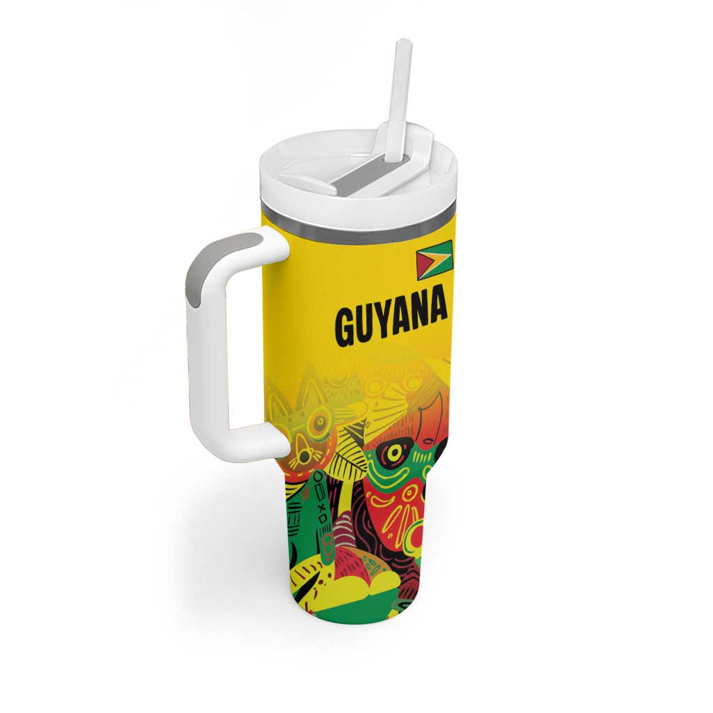 Custom Guyana Football Pride Tumbler With Handle Golden Jaguars Go Champion - Yellow LT18