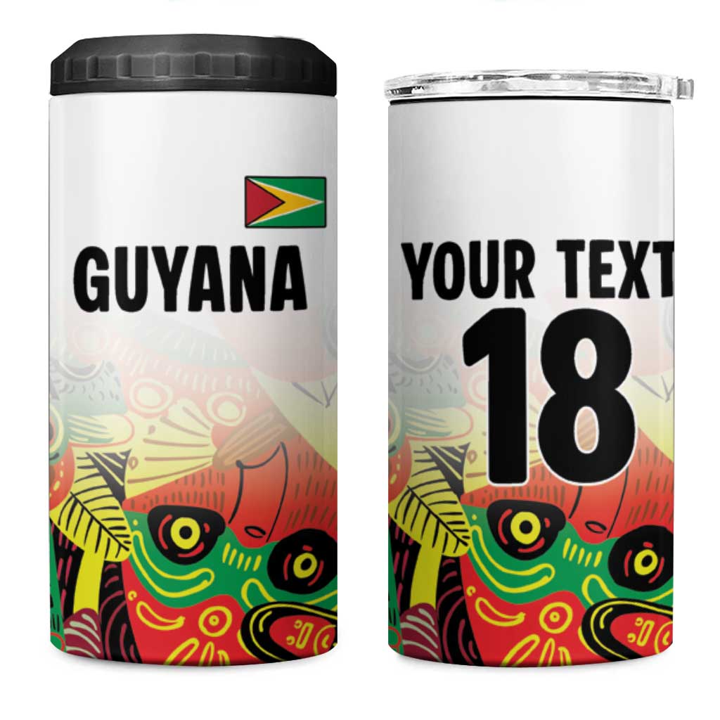 Custom Guyana Football Pride 4 in 1 Can Cooler Tumbler Golden Jaguars Go Champion - White LT18