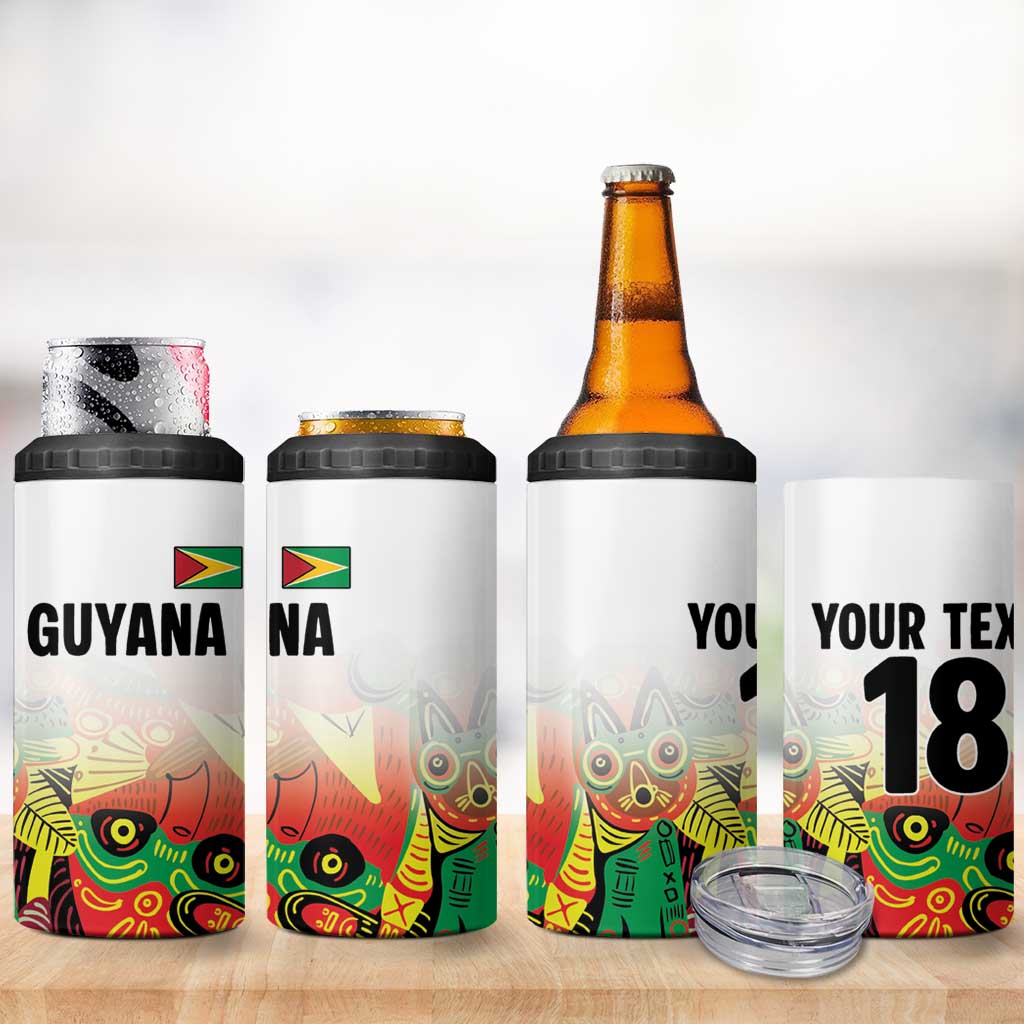 Custom Guyana Football Pride 4 in 1 Can Cooler Tumbler Golden Jaguars Go Champion - White LT18