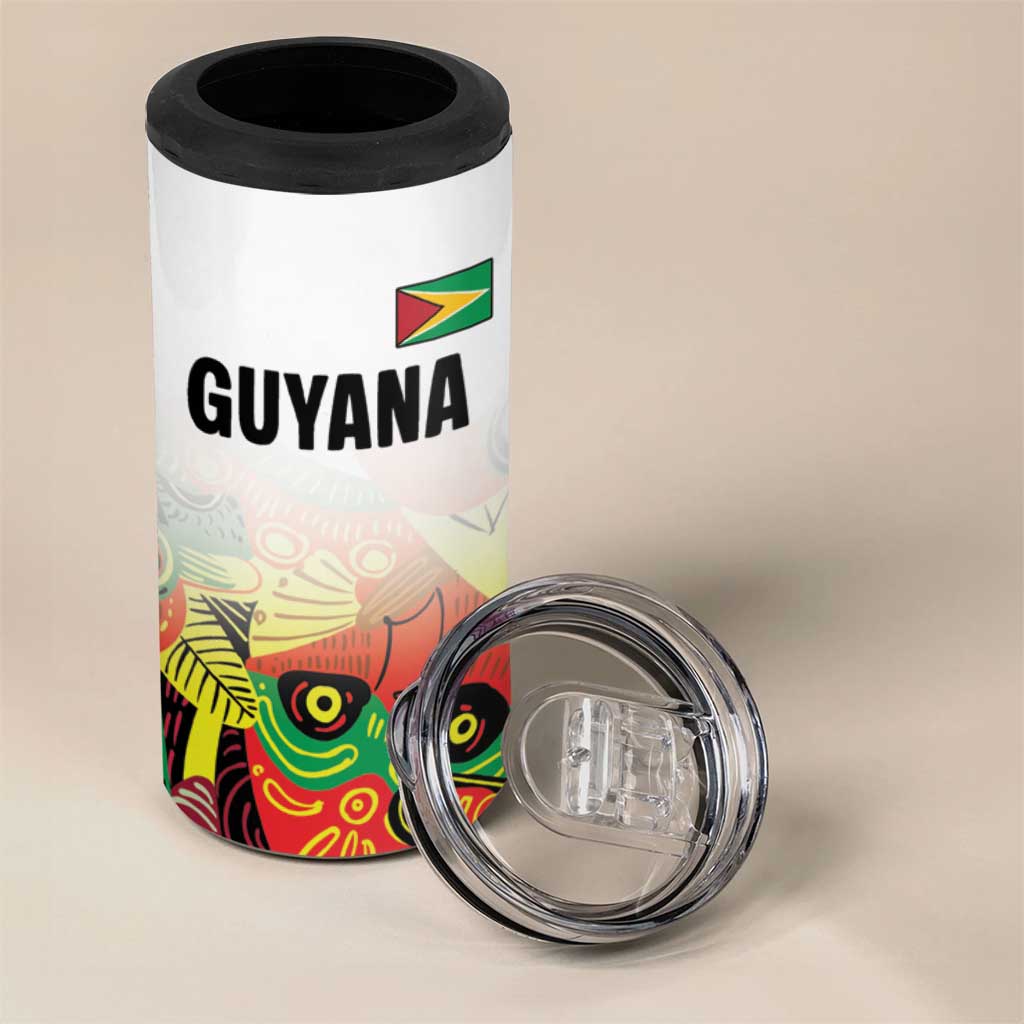 Custom Guyana Football Pride 4 in 1 Can Cooler Tumbler Golden Jaguars Go Champion - White LT18