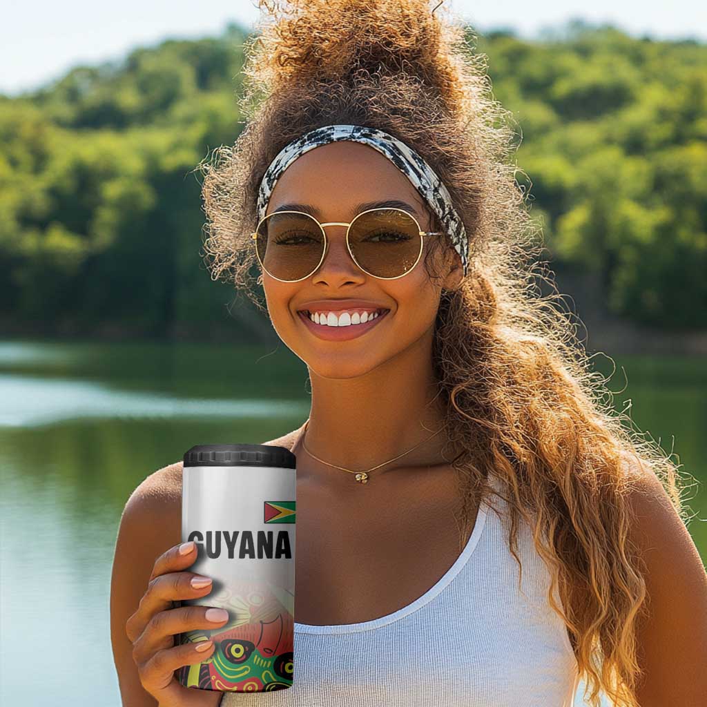 Custom Guyana Football Pride 4 in 1 Can Cooler Tumbler Golden Jaguars Go Champion - White LT18