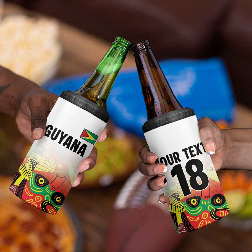 Custom Guyana Football Pride 4 in 1 Can Cooler Tumbler Golden Jaguars Go Champion - White LT18