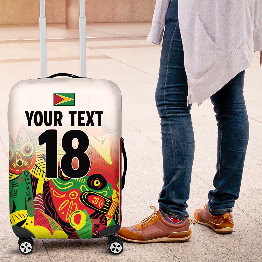 Custom Guyana Football Luggage Cover Golden Jaguars Spirit - White LT18