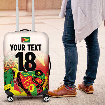 Custom Guyana Football Luggage Cover Golden Jaguars Spirit - White LT18