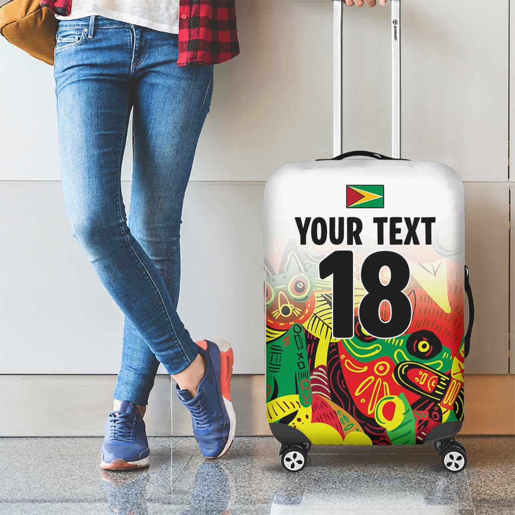 Custom Guyana Football Luggage Cover Golden Jaguars Spirit - White LT18