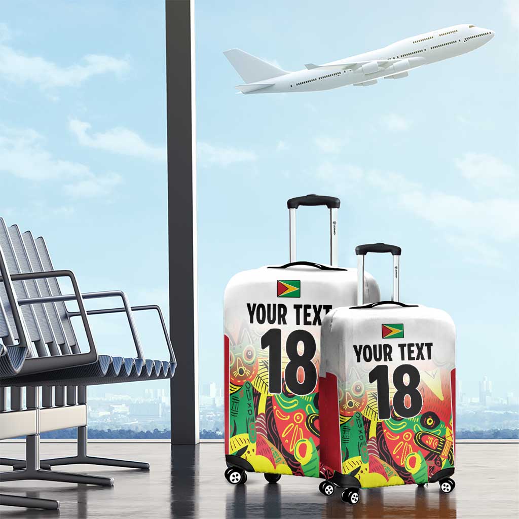 Custom Guyana Football Luggage Cover Golden Jaguars Spirit - White LT18