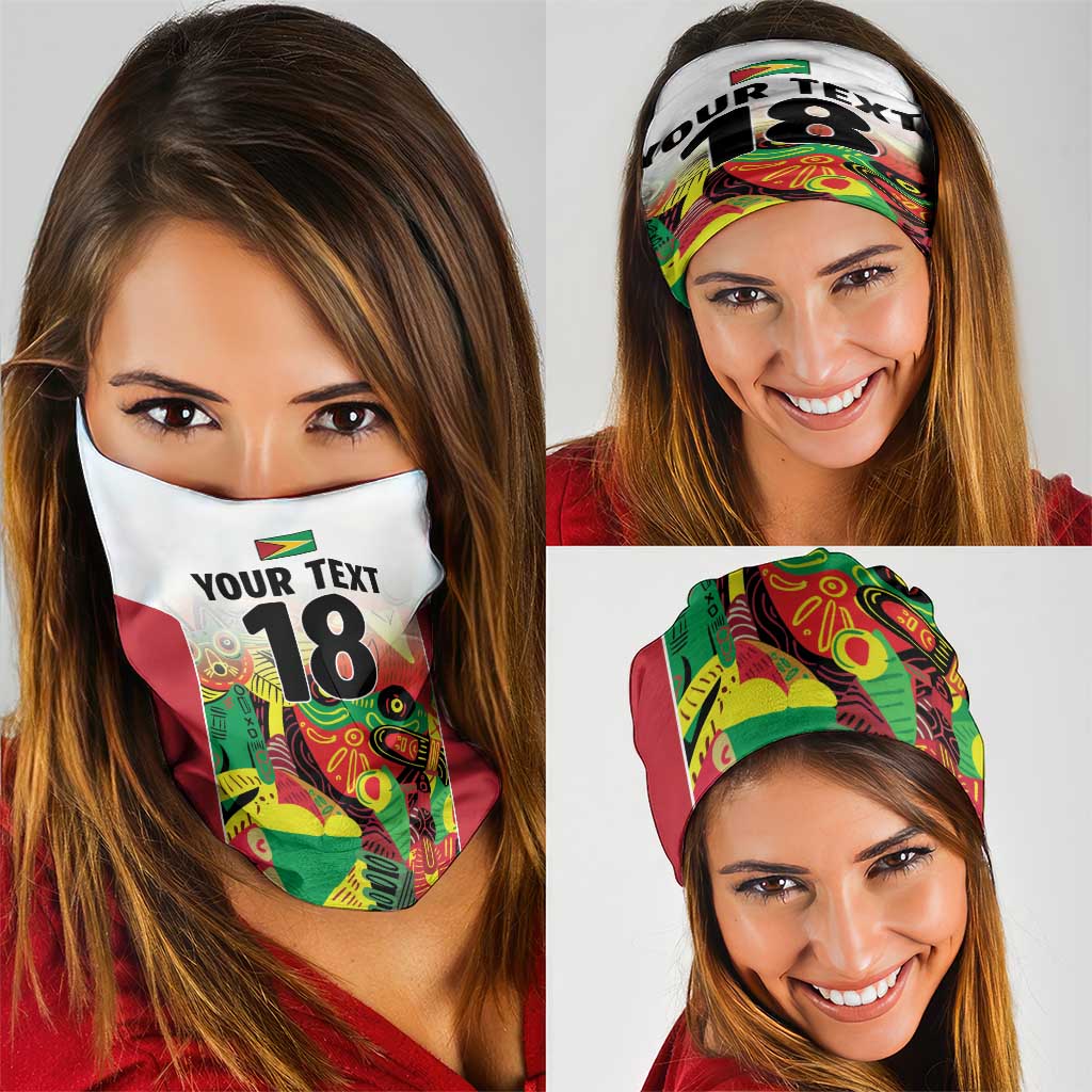 Custom Guyana Football Neck Gaiter Golden Jaguars Spirit - White LT18