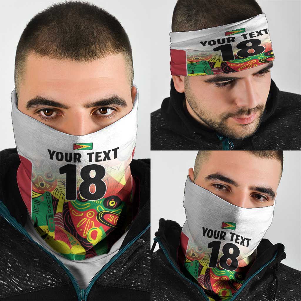Custom Guyana Football Neck Gaiter Golden Jaguars Spirit - White LT18