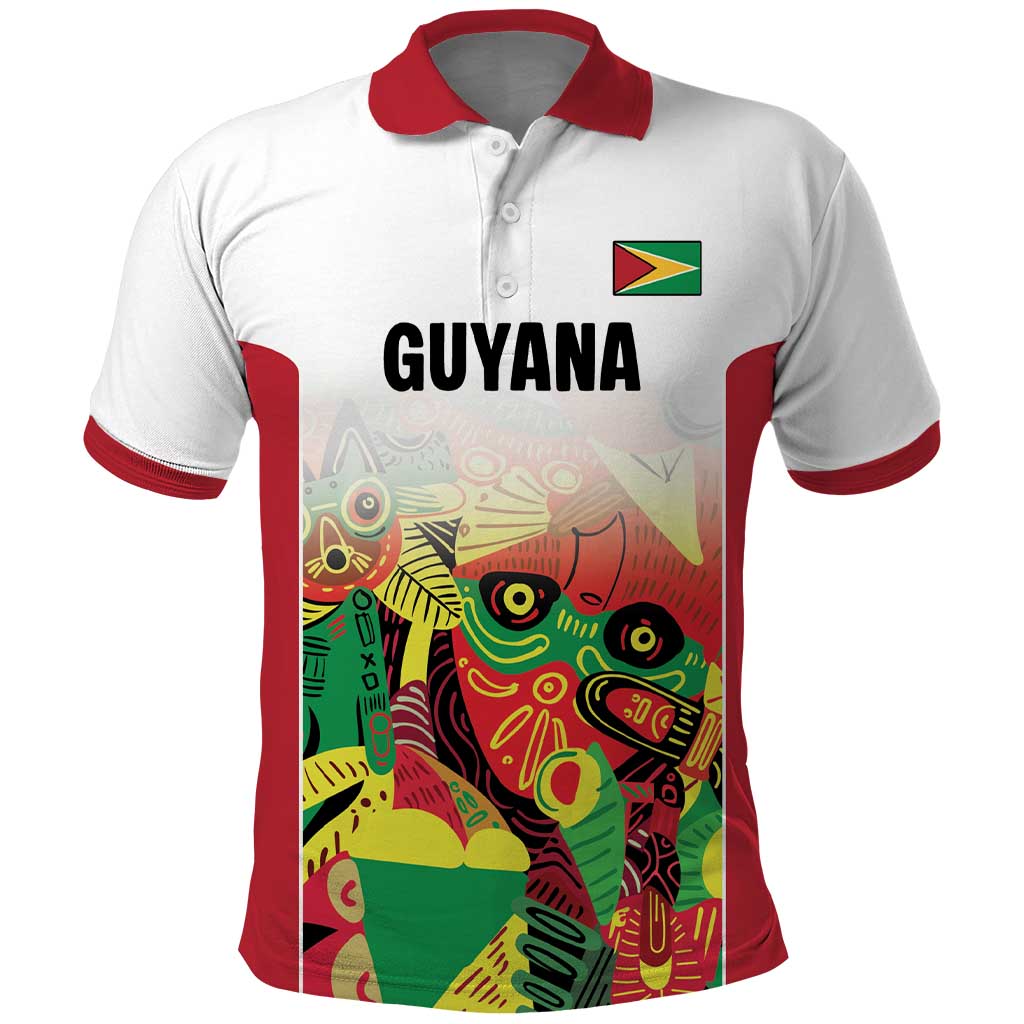 Custom Guyana Football Polo Shirt Golden Jaguars Spirit - White LT18